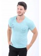 Cep Baskılı Turkuaz T-Shirt