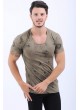 Siyah Baskı Haki T-Shirt