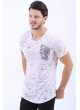 Turuncu Kırmızı Baskı Beyaz T-Shirt
