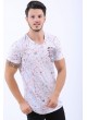 Turuncu Kırmızı Baskı Beyaz T-Shirt
