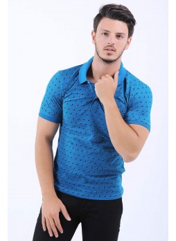 Damla Desen Polo Yaka Mavi T-Shirt