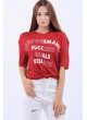 Performance Baskılı Kırmızı Salaş T-Shirt