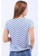 Mavi Beyaz Çizgi Desen Baskılı T-Shirt