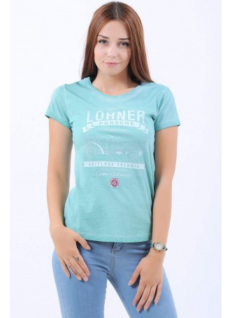 Lohner Baskılı Turkuaz T-Shirt