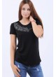 Omuz Taş Desen Siyah T-Shirt