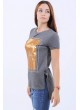 Altın Baskılı Gri T-Shirt