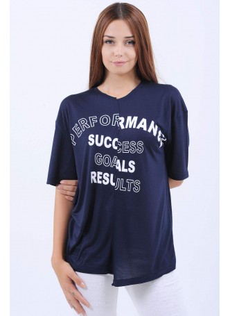 Performance Baskılı Lacivert Salaş T-Shirt