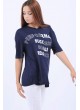 Performance Baskılı Lacivert Salaş T-Shirt