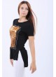 Altın Baskılı Siyah T-Shirt