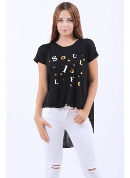 Soul Baskılı Siyah T-Shirt