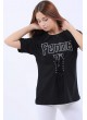 Femme Baskılı Bağcıklı Siyah T-Shirt