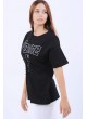 Femme Baskılı Bağcıklı Siyah T-Shirt