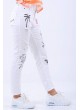 Baskılı Kesikli Beyaz Denim