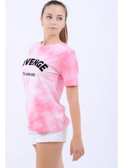 Revenge Baskılı Pembe T-Shirt