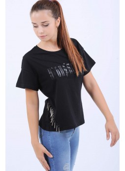 High Above Baskılı Siyah T-Shirt