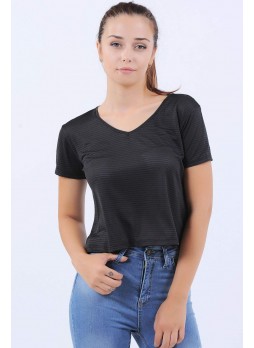 Çizgili Siyah T-Shirt