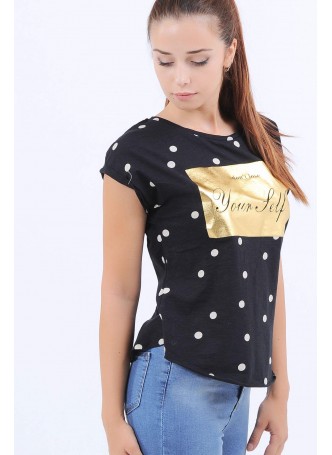 Your Self Baskılı Siyah T-Shirt