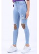 Fileli Buz Mavisi Denim