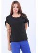 Kol Bağlamalı Siyah Salaş T-Shirt