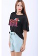 Exotic Baskılı Siyah Salaş T-Shirt