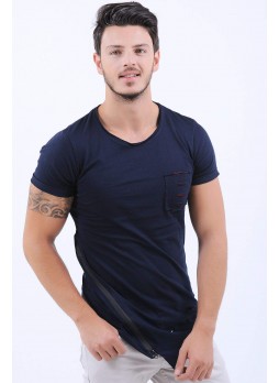 Etek Fermuar Kesikli Lacivert T-Shirt