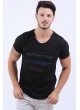 Kabartma Yazı Baskılı Siyah T-Shirt
