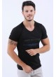 Kabartma Yazı Baskılı Siyah T-Shirt