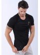 Kesikli Armalı Siyah T-Shirt