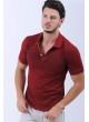 Lacivert Nokta Desen Polo Yaka Bordo T-Shirt