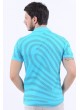 Lacivert Noktacık Desen Polo Yaka Turkuaz T-Shirt