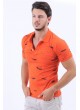 Püskürtme Desen Polo Yaka Turuncu T-Shirt
