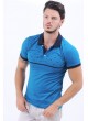 Siyah Desen Polo Yaka Mavi T-Shirt
