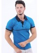 Siyah Desen Polo Yaka Mavi T-Shirt