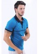 Siyah Desen Polo Yaka Mavi T-Shirt