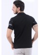 Püskürtme Desen Polo Yaka Siyah T-Shirt