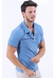Lacivert Nokta Desen Polo Yaka Mavi T-Shirt