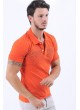Lacivert Nokta Desen Polo Yaka Turuncu T-Shirt