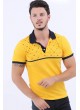 Siyah Desen Polo Yaka Sarı T-Shirt