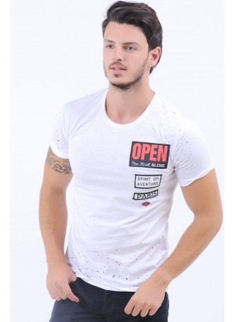 Open Armalı Beyaz T-Shirt