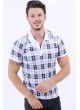 Siyah Kare Desen Polo Yaka Beyaz T-Shirt