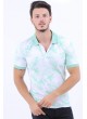 Nilyeşili Yaprak Desen Polo Yaka Beyaz T-Shirt