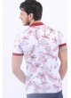 Kırmızı Yaprak Desen Polo Yaka Beyaz T-Shirt