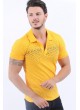 Siyah Nokta Desen Polo Yaka Sarı T-Shirt