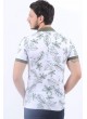 Yeşil Yaprak Desen Polo Yaka Beyaz T-Shirt