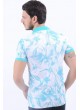 Turkuaz Desen Polo Yaka Beyaz T-Shirt