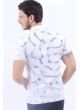 Lacivert Nokta Desen Polo Yaka Beyaz T-Shirt