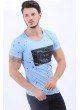 Siyah Baskı Açık Mavi T-Shirt