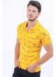 Siyah Nokta Desen Polo Yaka Sarı T-Shirt