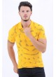 Siyah Nokta Desen Polo Yaka Sarı T-Shirt