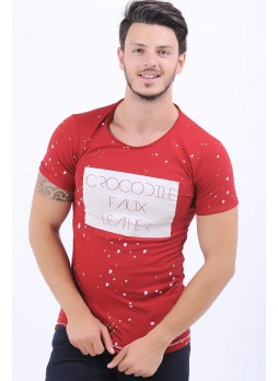 Beyaz Baskı Kırmızı T-Shirt